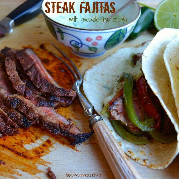 Steak Fajitas with Avocado Lime Crema