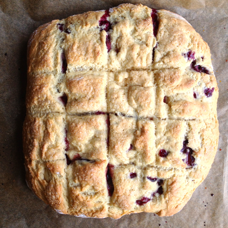 Fresh Cherry and Almond Paste Scones
