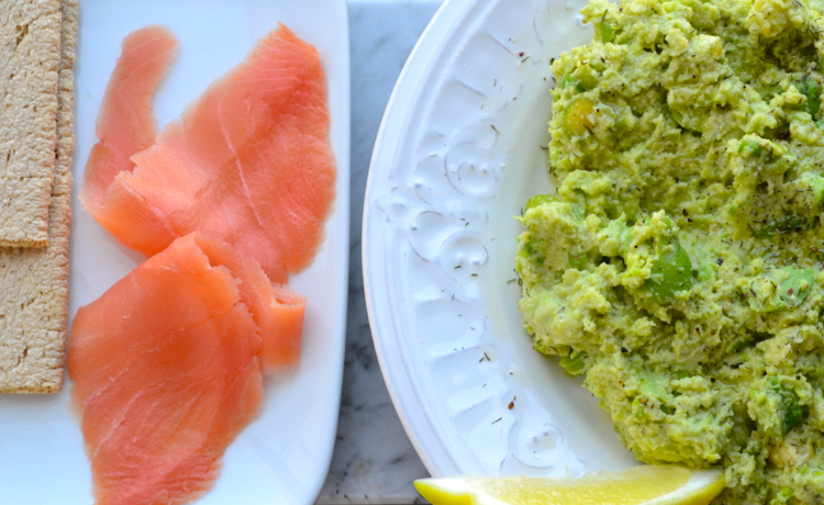 Mashed Fava Bean and Smoked Salmon Flatbread