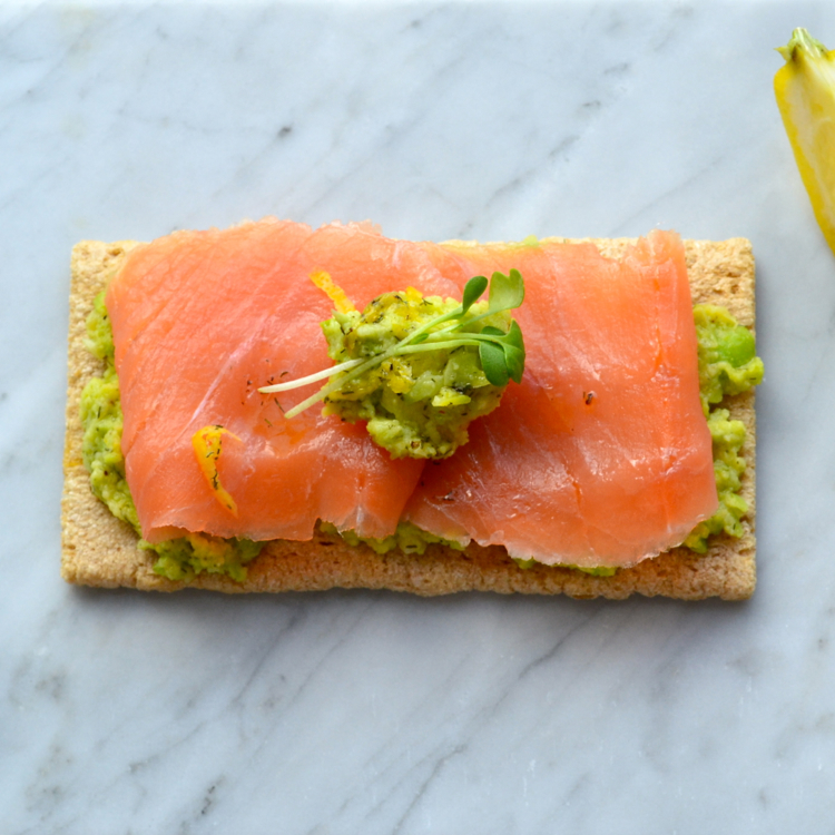 Mashed Fava Bean and Smoked Salmon Flatbread