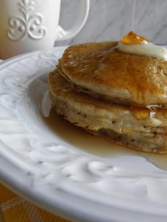 Whole Wheat Pancakes - light, fluffy with added whole wheat flour. | @tasteLUVnourish on TasteLoveAndNourish.com