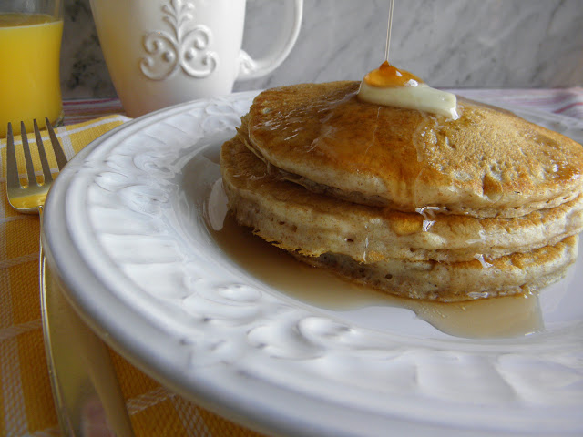 Whole Wheat Pancakes - light, fluffy with added whole wheat flour. | @tasteLUVnourish on TasteLoveAndNourish.com