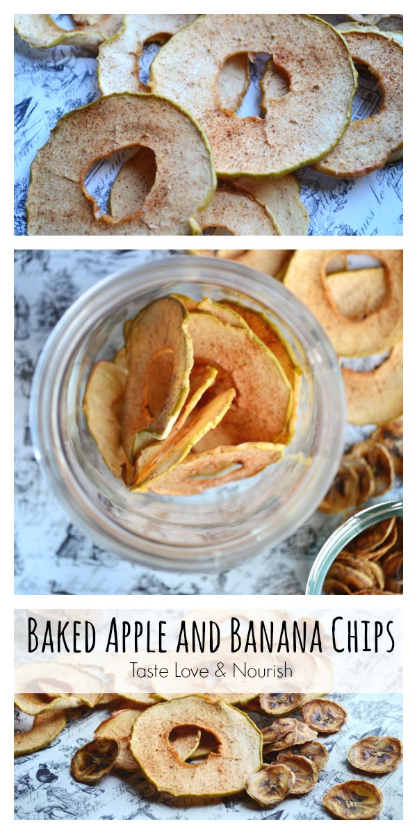 Baked Apple and Banana Chips - so easy and fun to make at home without any added fat or sugar. | @tasteLUVnourish on www.tasteloveandnourish.com
