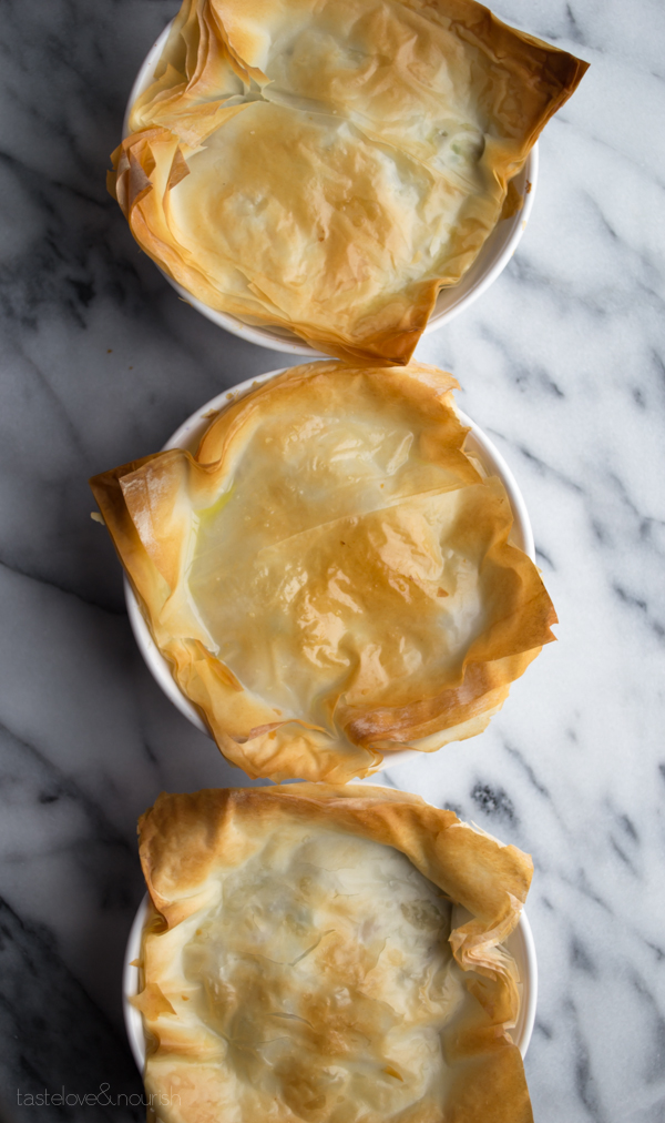 Phyllo Chicken Pot Pie - save a ton of calories and fat by using phyllo and this simple recipe! | @tasteLUVnourish | #chickenpotpie