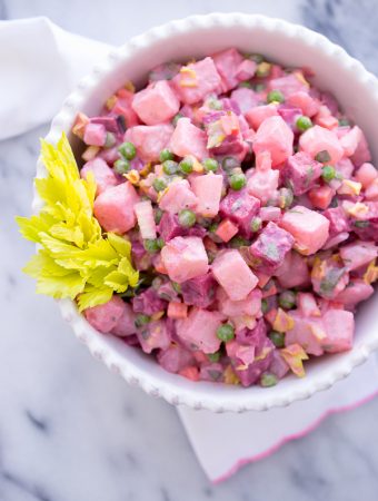 Beet and Potato Salad (Salade Russe) - This light, fresh version of a potato salad is colorful and so delicious! | @tasteLUVnourish on www.tasteloveandnourish.com