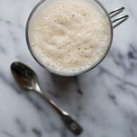 Vanilla Almond Frozen Latte - tastes like a frozen coffeehouse latte, but this version is very low in fat and less sugar. | @tasteLUVnourish