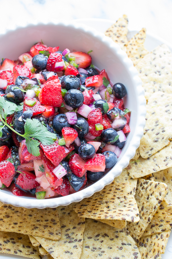 Berry Salsa - sweet and citrusy with a hint of spiciness. Perfect with crisp, salty tortilla chips. | @tasteLUVnourish
