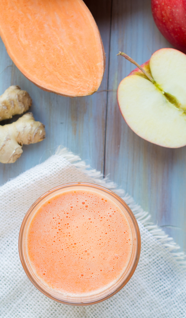 Sweet Potato Apple Ginger Juice | @tasteLUVnourish | #sweetpotato #apple #ginger #juicing #healthy #vegan