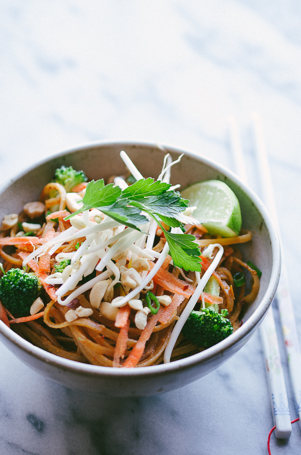 Easy Vegan Vegetable Pad Thai - this easy recipe is my family's favorite! This is such a healthier alternative to take-out! | @tasteLUVnourish