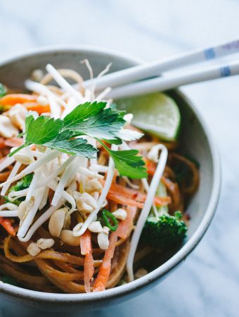Easy Vegan Vegetable Pad Thai - this easy recipe is my family's favorite! This is such a healthier alternative to take-out! Vegan and Gluten-Free!| @tasteLUVnourish