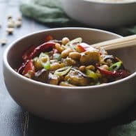 Kung Pao Eggplant - this easy recipe is so much better than any takeout you can order..and ready in 30 minutes or less. Naturally vegan and gluten-free.