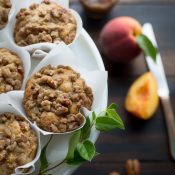 These Peach and Pecan Yogurt Muffins will become that muffin you’ll make over and over again. Their tender crumb, sweet bits of peaches and buttery pecans create the perfect summer grab-and-go breakfast, afternoon treat or even midnight snack! From @tasteLUVnourish