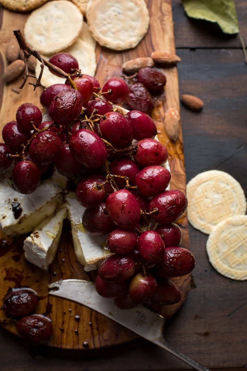 Balsamic Roasted Grapes served with Brie or you favorite cheese makes an easy and delicious appetizer. @tasteLUVnourish