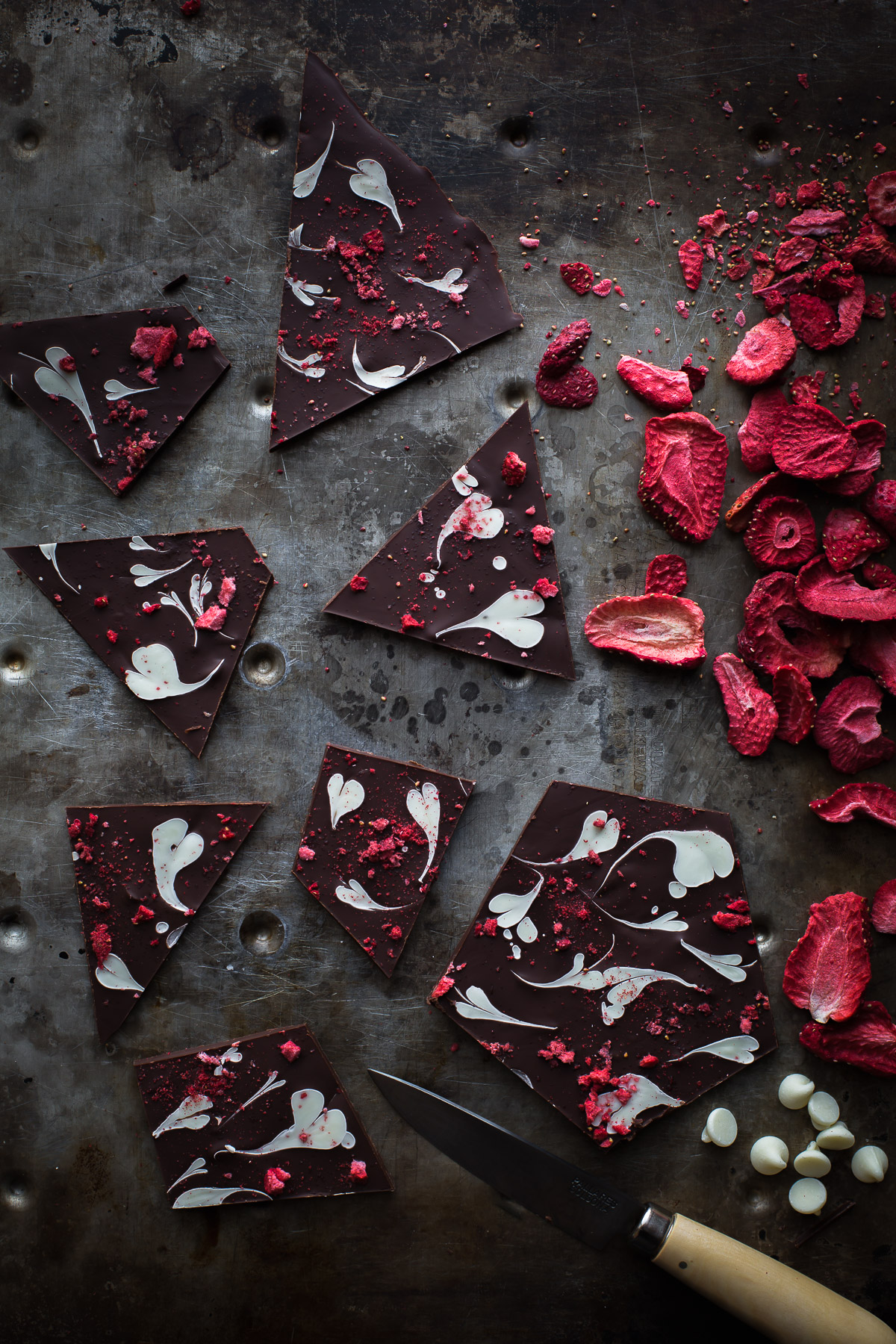 This Sweetheart Chocolate Bark could not be simpler to make. The heart swirls are so much fun! You'll love my easy oven method of melting chocolate! From @tasteLUVnourish