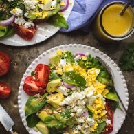 Spinach and Kale Salad with Honey Mustard Dressing