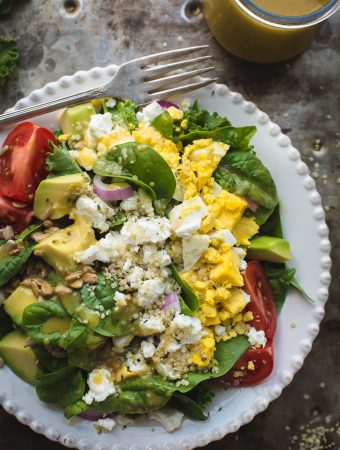 Spinach and Kale Salad with Honey Mustard Dressing