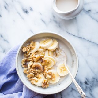Once you try this Creamy Oat Bran Porridge, you may never go back to traditional oatmeal again. This make-ahead breakfast is the nourishment you need to get your mornings going! #breakfast #porridge #oatbran #oats #recipe #glutenfree #vegan #healthy @tasteLUVnourish